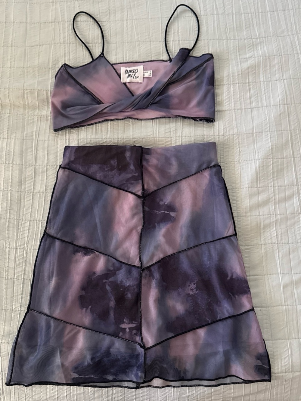 Princess Polly Purple Ombre Mesh Bralette & Skirt Set